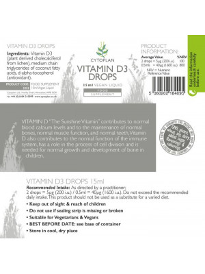 Vitamin D3 drops (Cytoplan) 15ml