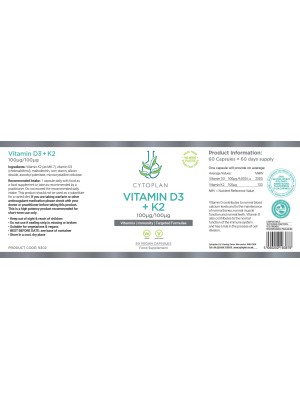 Vitamin D3 + K2 100ug (Cytoplan) 60 capsules