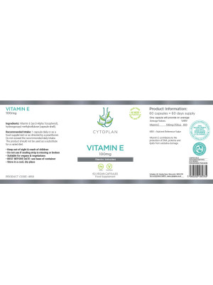 Vitamin E, 100mg (Cytoplan), 60 Capsules