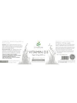 Vitamin D3, 2500iu (62.5ug) (Cytoplan) 60 tablets