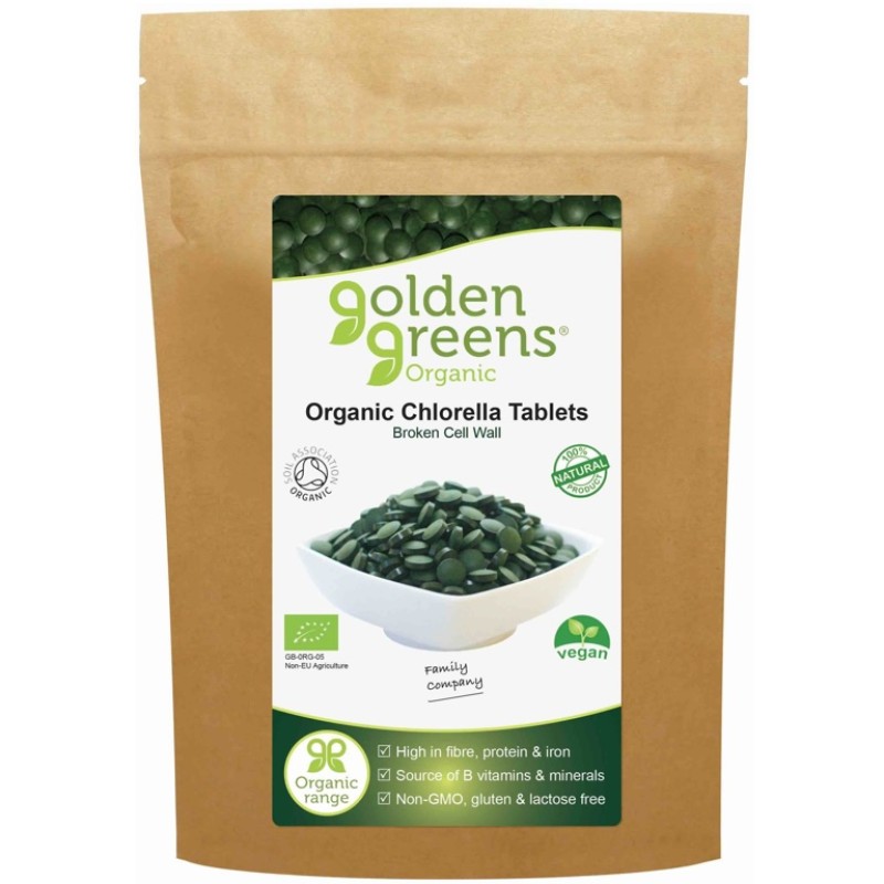 Golden Greens Organic Chlorella 500mg 450 Tablets